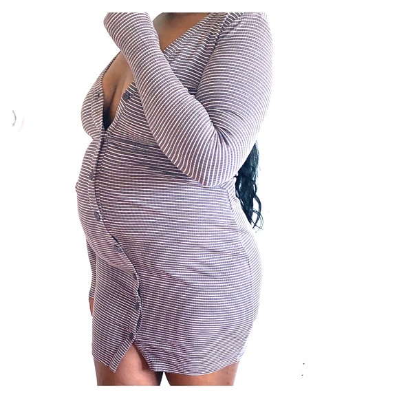 Maternity Sweaterdress with Stripes Very Stretchy - Picture 1 of 1